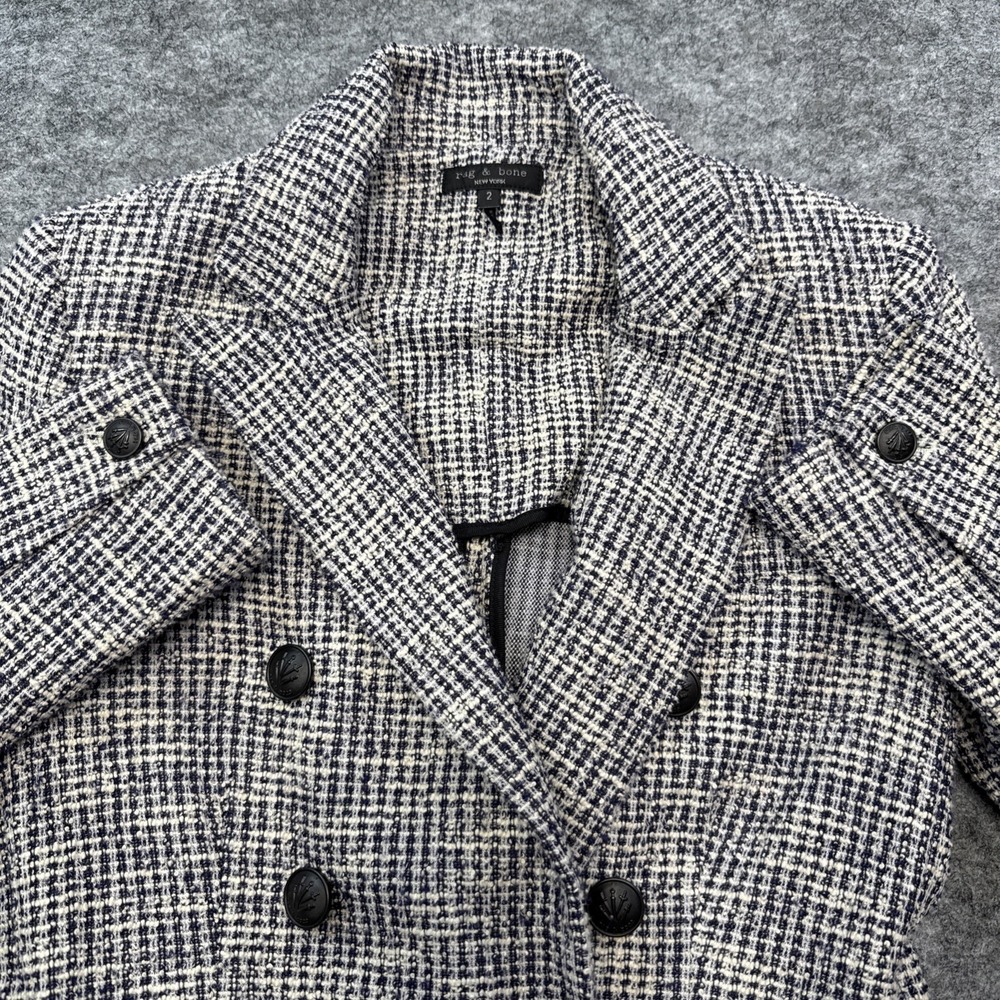 Rag and Bone Preston blazer jacket women's 2 double breasted boucle tweed cotton